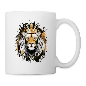 Löwe Tier Kopf Krone - Tasse - Weiß - Rechts