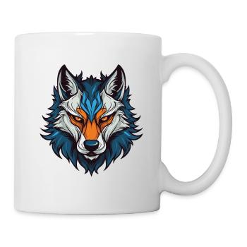 Wolf Kopf - Tasse - Weiß - Rechts