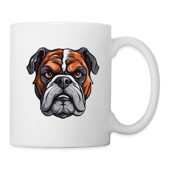 Bulldog Hund Kopf - Tasse - Weiß - Rechts