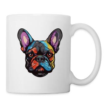 Französische Bulldogge Hund Kopf - Tasse - Weiß - Rechts