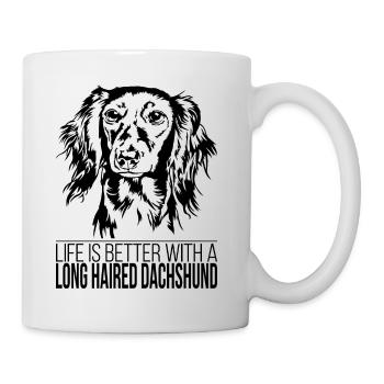 Long Haired Dachshund life is better Dog Wilsigns - Mug - white - Right