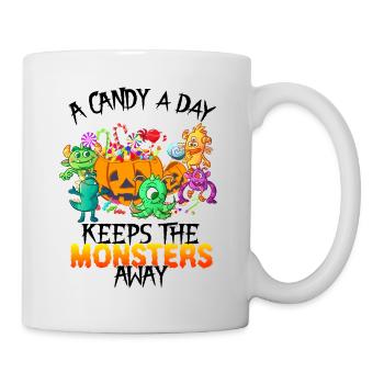 Un bonbon un monstre drôle d’Halloween - Mug blanc - blanc - Droite