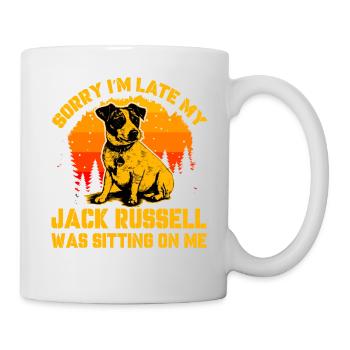 Désolé, je suis en retard, mon Jack Russell était assis sur moi - Mug blanc - blanc - Droite