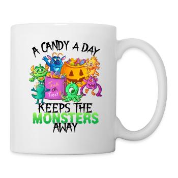 One Candy A Day Monster Funny Halloween - Mug - white - Right