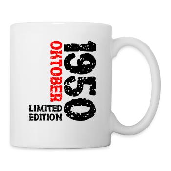 1950 Oktober Limited Edition 73. Geburtstag Deko - Tasse - Weiß - Rechts
