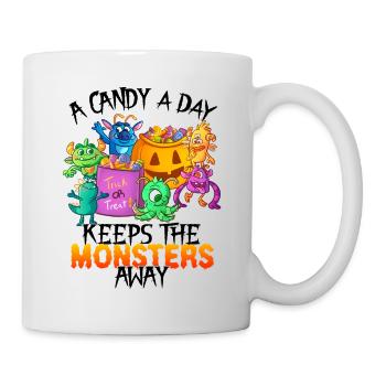 One Candy A Day Monster Funny Halloween - Mug - white - Right