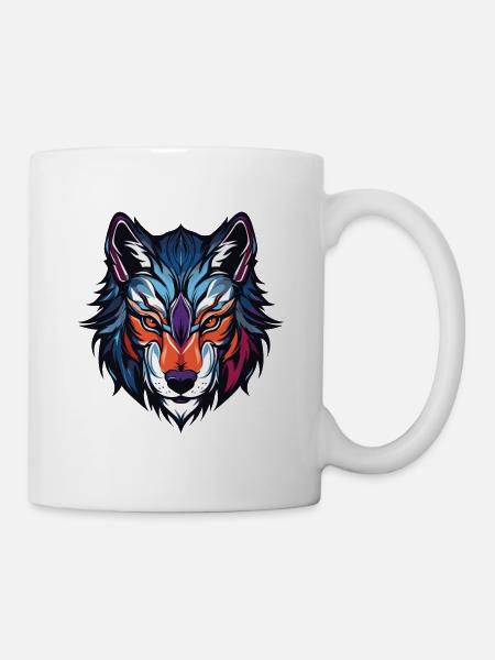 Wolf Kopf - Tasse - Weiß