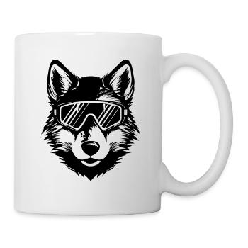 Wolf Ski Brille - Tasse - Weiß - Rechts
