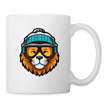Löwe Snowboard Ski Brille Comic - Tasse - Weiß - Rechts