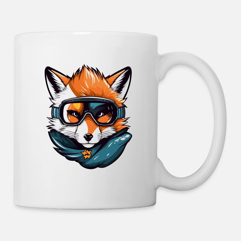 Fuchs Snowboard Ski Brille Comic - Tasse - Weiß
