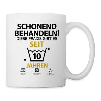 10 jährigen Praxisjubiläum Zahnarzt Arzt - Tasse - Weiß - Rechts