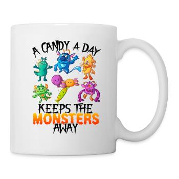One Candy A Day Monster Funny Halloween - Mug - white - Right
