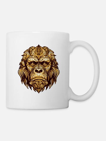 Gorilla Kopf Tier - Tasse - Weiß
