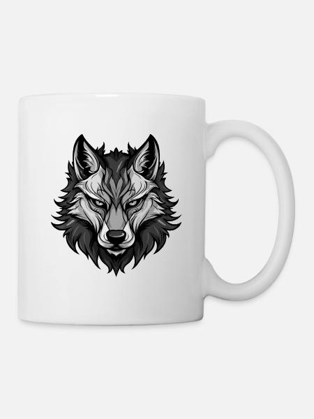 Wolf Kopf - Tasse - Weiß