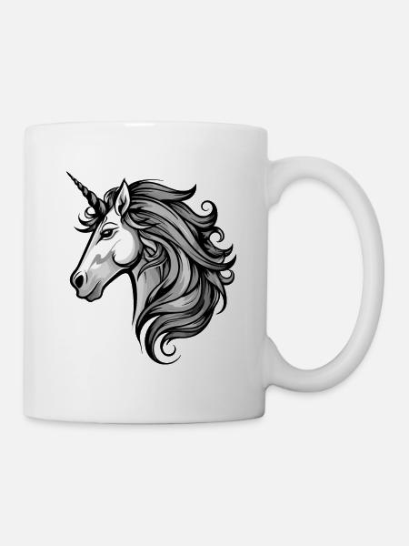 Einhorn Kopf - Tasse - Weiß