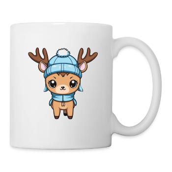 Bande dessinée d’hiver de cerf - Mug blanc - blanc - Droite