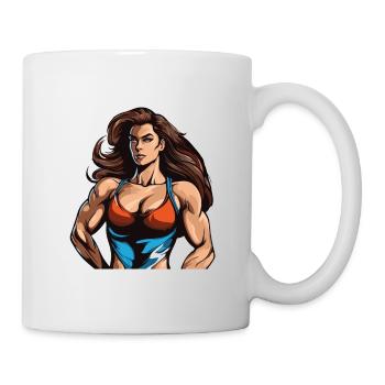 Woman Muscles Bodybuilding Girl - Mug - white - Right