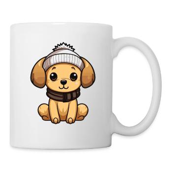 Hund Winter Comic - Tasse - Weiß - Rechts