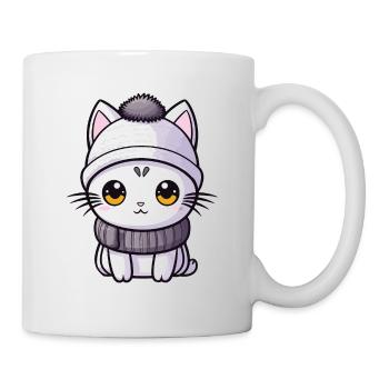 Bande dessinée d’hiver de chat - Mug blanc - blanc - Droite
