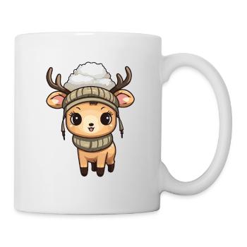 Reh Geweih Winter Comic - Tasse - Weiß - Rechts