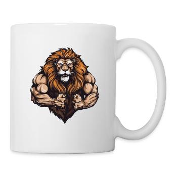 Löwe Muskeln Bodybuilding Fitness - Tasse - Weiß - Rechts