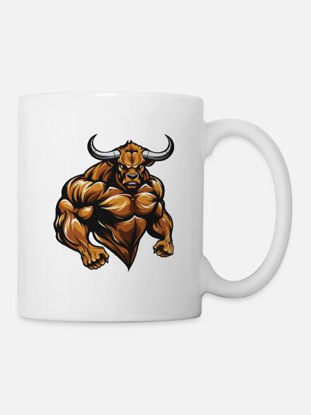 Bulle Stier Muskeln Beast Bodybuilding - Tasse - Weiß