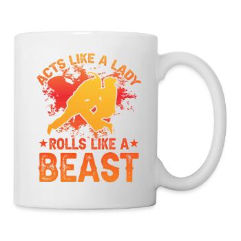 Agit comme une dame, roule comme une bête BJJ - Mug blanc - blanc - Droite