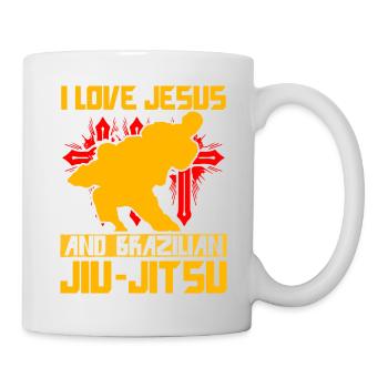 I love Jesus and Brazilian Jiu-Jitsu - Tasse - Weiß - Rechts