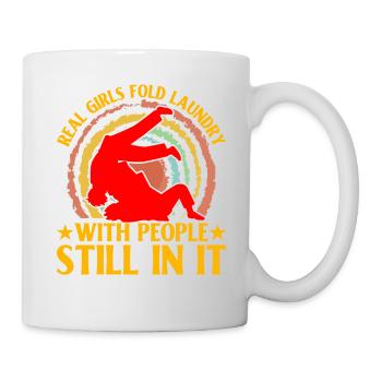 Real Girls fold Laundry with people still in it - Mug - white - Right