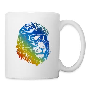 Löwe Ski Brille Bunt - Tasse - Weiß - Rechts