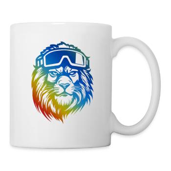 Löwe Snowboard Ski Brille Bunt - Tasse - Weiß - Rechts
