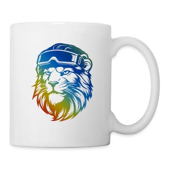 Ski Löwe Snowboarder Bunt - Tasse - Weiß - Rechts