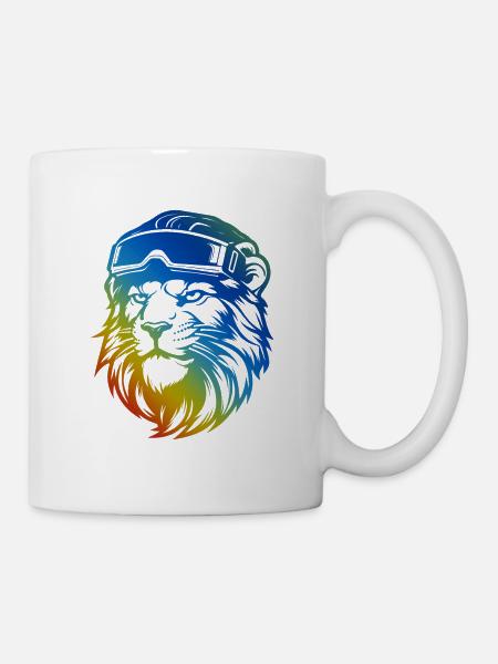 Ski Löwe Snowboarder Bunt - Tasse - Weiß