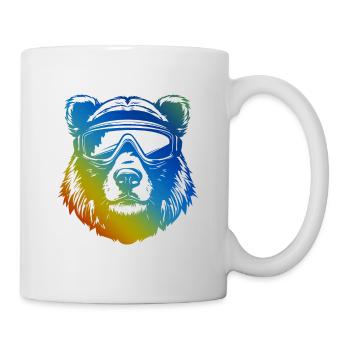 Bär Snowboard Ski Brille Bunt - Tasse - Weiß - Rechts