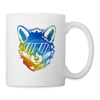 Ski Fuchs Snowboarder Bunt - Tasse - Weiß - Rechts