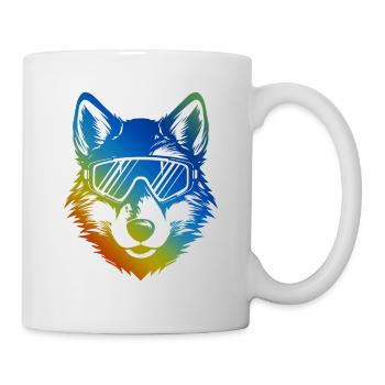 Wolf Ski Brille Bunt - Tasse - Weiß - Rechts