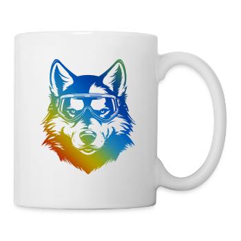 Wolf Snowboard Ski Brille Bunt - Tasse - Weiß - Rechts