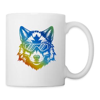 Ski Wolf Snowboarder Bunt - Tasse - Weiß - Rechts