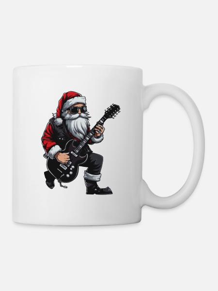 Weihnachtsmann Gitarre Santa Konzert Metal - Tasse - Weiß