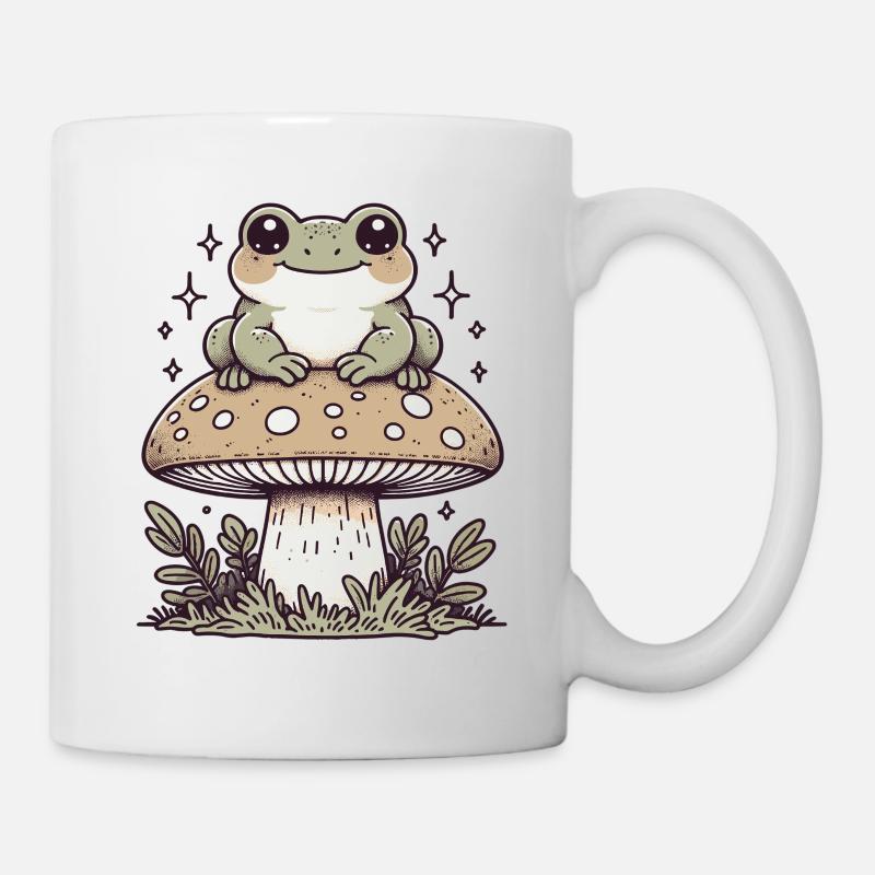 Cottagecore Ästhetischer Pilzfrosch - Tasse - Weiß