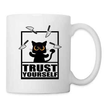 Funny Cat with Knives Shirt Sticker - Mug - white - Right