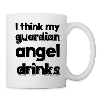 Je pense que mon ange gardien boit - Mug blanc - blanc - Droite