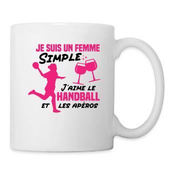 Un femme simple j aime le handball at les apéros - Mug blanc - blanc - Droite