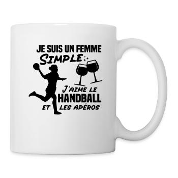 Un femme simple j aime le handball at les apéros - Mug blanc - blanc - Droite