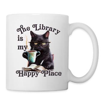 La bibliothèque est mon chat de l’endroit où je suis heureux - Mug blanc - blanc - Droite