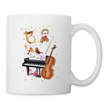 Weihnachten mit Rotkehlchen und Musik - Tasse - Weiß - Rechts