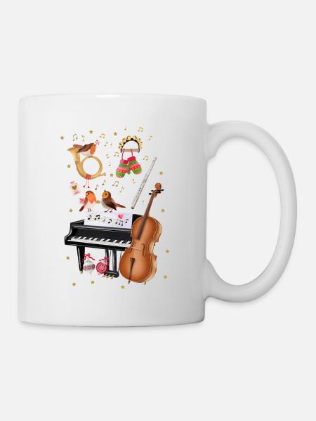 Noël avec rouge-gorge et musique - Mug blanc - blanc