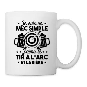 Un mec simple j'aime le tir à l'arc et la bière - Mug blanc - blanc - Droite