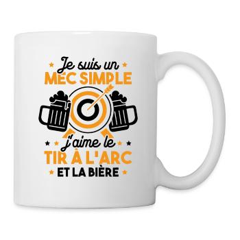 Un mec simple j'aime le tir à l'arc et la bière - Mug blanc - blanc - Droite
