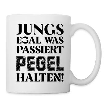 Jungs egal was passiert Pegel halten Bier Alk - Tasse - Weiß - Rechts